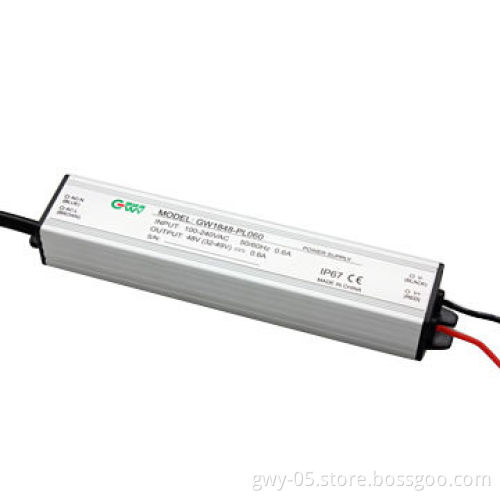 LED power supply with aluminum housing and 166 x 31 x 21mm